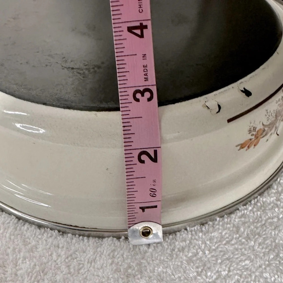 Vintage Enamelware Autumn Flowers Skillet Frying Pan  With Lid - Picture 14 of 15